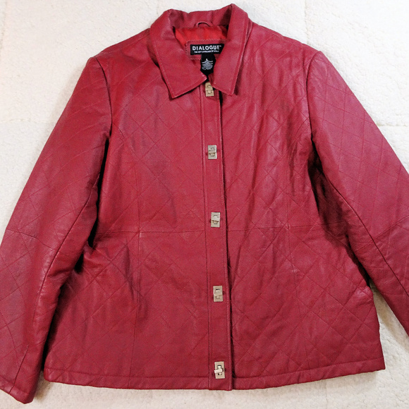 Dialogue Jackets & Blazers - Dialogue Quilted Red Leather w/ Hardware Large